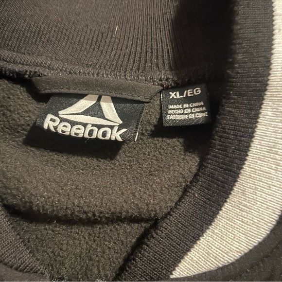 Reebok Bomber Jacket Black & White Full Zip Fleece Lined Polyester Shell Size XL - Picture 3 of 11